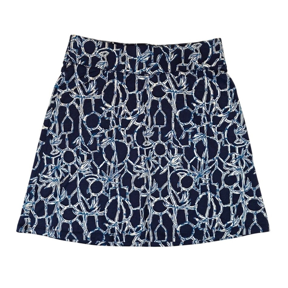 Lilly Pulitzer Size M‎ Brenna Knit Skirt High Tide Lucky Bamboo Navy Blue White